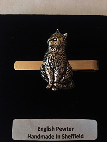 A15 Katze English Pewter Emblem auf einer Krawatte Clip (Folie) handgefertigt in Sheffield kommt mit prideindetails Geschenk-Box von prideindetails