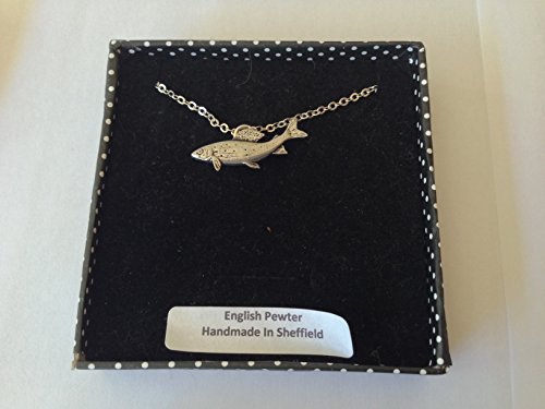 F8 äschen Fisch Anhänger Auf Silber Platin Plattiert Halskette handgefertigt 45,7 cm Kette von prideindetails