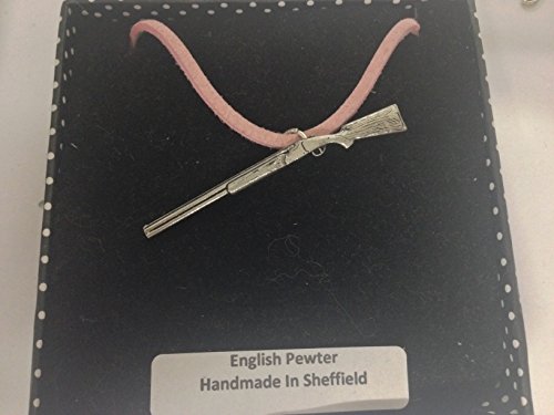 G16 über und unter Schrotflinte feines englisches Zinn 3d-Anhänger auf einem rosa Schnur Halskette handgefertigt 41 cm & verstellbar mit Stolz In Details von prideindetails