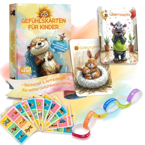 Gefühlskarten Kinder 50 Karten – Emotionskarten zur Förderung der emotionalen Entwicklung & Selbstwahrnehmung – 6 Themen – Soft-Touch Oberfläche – Inkl. Sticker & Armbänder – Geschenk ab 4 Jahren Gefühlskarten Kinder 50 Karten – Emotionskarten zur Förderung der emotionalen Entwicklung & Selbstwahrnehmung – 6 Themen – Soft-Touch Oberfläche – Inkl. Sticker & Armbänder – Geschenk ab 4 Jahren von printara
