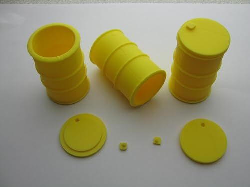 3 Fässer als Set, Modellbauartikel, 1:16-1:18, 1:22,5-1:24, 1:32-1:35, 1:43-1:45 (1:16-1:18, Gelb) von pripa