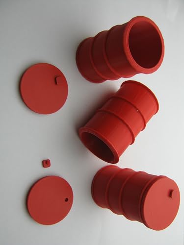 3 Fässer als Set, Modellbauartikel, 1:16-1:18, 1:22,5-1:24, 1:32-1:35, 1:43-1:45 (1:16-1:18, Rot) von pripa
