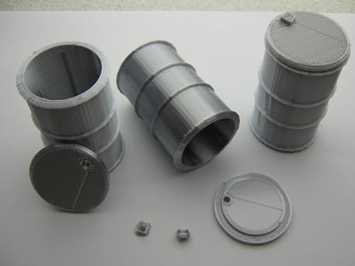 3 Fässer als Set, Modellbauartikel, 1:16-1:18, 1:22,5-1:24, 1:32-1:35, 1:43-1:45 (1:16-1:18, Silber) von pripa