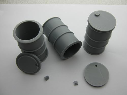 3 Fässer als Set, Modellbauartikel, 1:16-1:18, 1:22,5-1:24, 1:32-1:35, 1:43-1:45 (1:22,5-1:24, Grau) von pripa