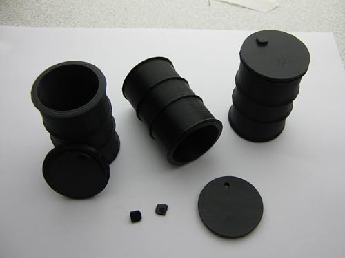 3 Fässer als Set, Modellbauartikel, 1:16-1:18, 1:22,5-1:24, 1:32-1:35, 1:43-1:45 (1:22,5-1:24, Schwarz) von pripa