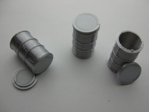 pripa 3 Fässer als Set, Modellbauartikel, 1:16-1:18, 1:22,5-1:24, 1:32-1:35, 1:43-1:45 (1:32-1:35, Silber), kein Kinderspielzeug, ab 14 Jahren von pripa