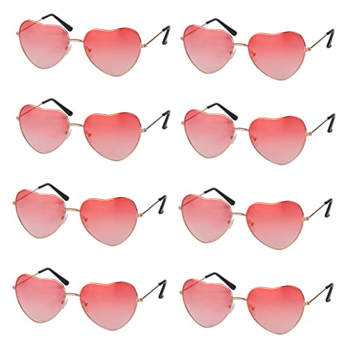prota Herz Brille, 8 Paare Rosa Herzbrille Herz Geformt Sonnenbrille Retro Kostümbrille Partybrille, Hippie Brille für 60er 70er 80er 90er für Musik im Freien Party Bar Nachtclub von prota