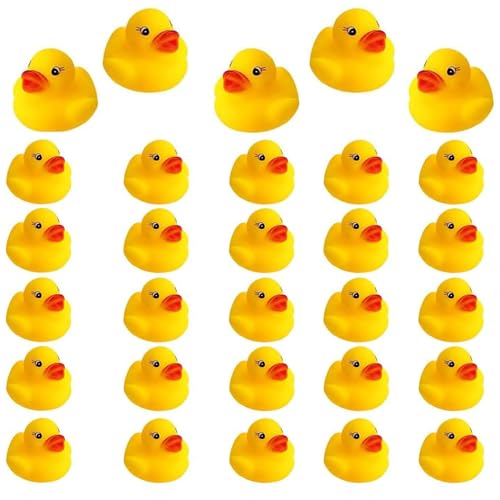 30 Stück Gummi Ducky Badespielzeug, klassisches Quietscheentchen für die Badewanne,Mini Ente Badewannenspielzeug für Dusch Geburtstags Partyartikel (0.15) von prtsftrb