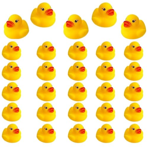 50 Stück Gummi Ducky Badespielzeug, klassisches Quietscheentchen für die Badewanne,Mini Ente Badewannenspielzeug für Dusch Geburtstags Partyartikel (0.25) von prtsftrb