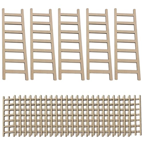 ptumcial Mini -Leiter 40pcs 2,4 Zoll kleines Leiterdekor und 5 Stcs 5,9 Zoll kleine Holzleiter für DIY -Handwerk, Feengartenzubehör von ptumcial