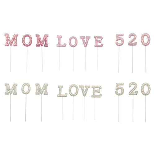 6 Sets Muttertags-Kuchenaufsätze, Liebes-Mam-Kuchenaufsatz, Muttergeburtstagskuchendekoration, Perlen-Dekorationen für Mo Mom von pulunto