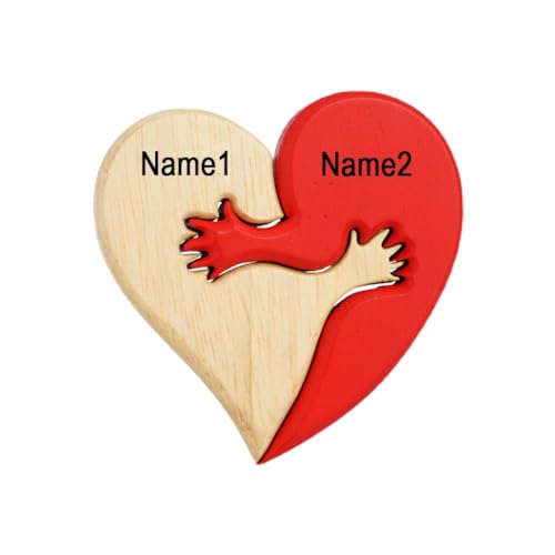 Personalisierter Name Puzzle Ornament Benutzerdefinierte Liebende Herzen Puzzle DIY Familienname Holz Kunst Puzzle Valentinstag Skulpturen Home Desktop Dekoration von pulunto