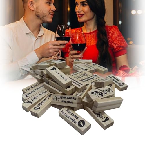 pulunto 48pcs Naughty Block Tower Spiele, lustige Turm-Stapelblöcke für Erwachsene, Holz-Paare, Date-Nacht-Aktivitätsblöcke, Date-Nacht-Aktivitäts-Token, Trinkspiele für Erwachsene Party, romantisches von pulunto