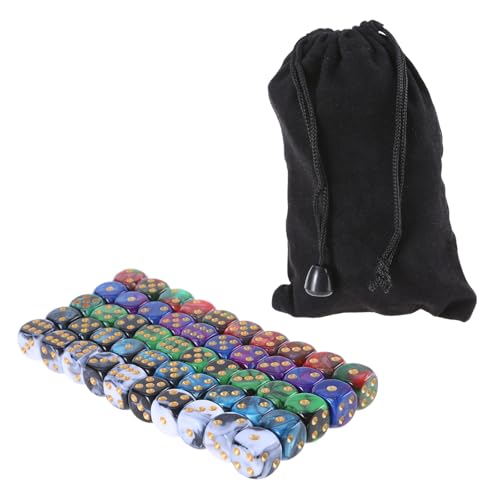 50 Stück Acryl-Würfel, doppelfarbig, Rollenspiel, Tischspiel, sechsseitig, runde Ecken, Mahjong-Zubehör, zweifarbige Würfel, Tischspiel-Zubehör für Rollenspiele von pumpumlia