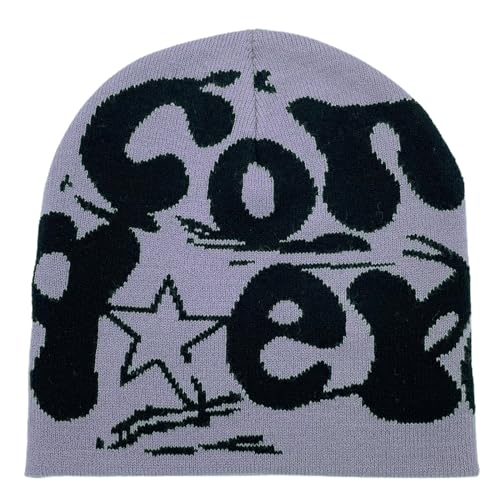 pumpumlia Uni Skullies Hut mit Cartoon Brief Foto Requisiten Gestrickte Wintermütze Hip-Hop Kostüm Requisiten Schädel von pumpumlia
