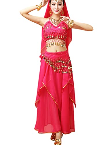 purpleq 5-teiliges Set Bauchtanz-Kostüm-Sets weiblicher indischer Tanz Bollywood Jasmine Costume Party Cosplay Carnaval Jasmine Princess Fancy Outfit von purpleq