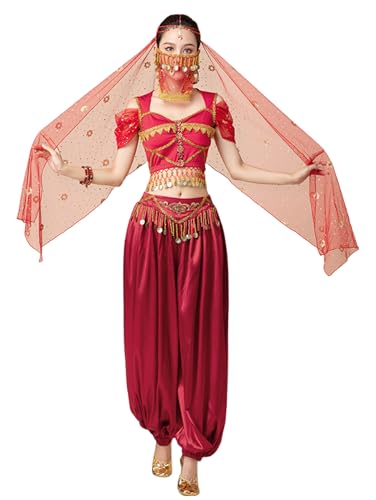 purpleq Frauen Indien Bauchtanz Kostüme Set Sari Outfit Bollywood Ägypten Bauchtanz Bühnenaufführungswettbewerb Halloween Jasmine Princess Fancy purpleq Frauen Indien Bauchtanz Kostüme Set Sari Outfit Bollywood Ägypten Bauchtanz Bühnenaufführungswettbewerb Halloween Jasmine Princess Fancy von purpleq