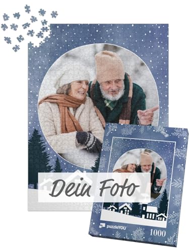 Fotopuzzle 1000 Teile - Puzzle selbst gestalten - Design Weihnachten "Winterdorf" - puzzleYOU Puzzle personalisiert mit eigenem Bild erstellen - Hochformat von puzzleYOU