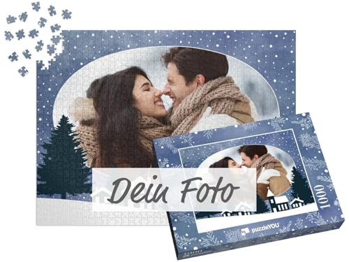 Fotopuzzle 1000 Teile - Puzzle selbst gestalten - Design Weihnachten "Winterdorf" - puzzleYOU Puzzle personalisiert mit eigenem Bild erstellen - Querformat von puzzleYOU