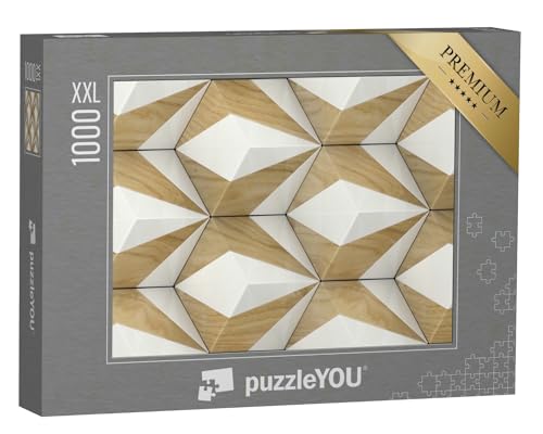 Puzzle 1000 Teile XXL „3D-Fliesen aus Holz mit weißen Steinelementen“ von puzzleYOU