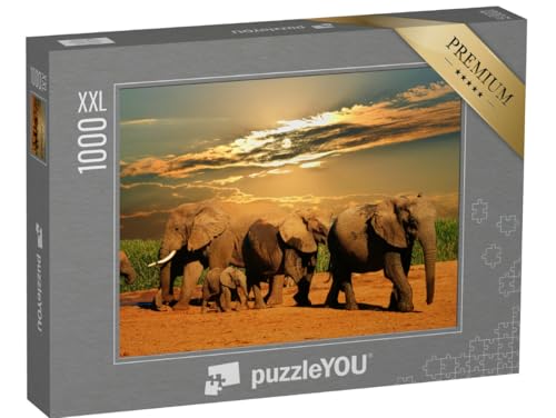 Puzzle 1000 Teile XXL „Afrikanische Elefantenherde, Addo Elephant National Park, Südafrika“ – aus der Puzzle-Kollektion Safari, Elefanten, Tiere in Savanne & Wüste, Tiere in Dschungel & Regenwald von puzzleYOU