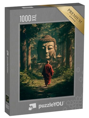 Puzzle 1000 Teile XXL „Der Mönch vor dem Buddha im Wald“ – aus der Puzzle-Kollektion Buddha Puzzle 1000 Teile XXL „Der Mönch vor dem Buddha im Wald“ – aus der Puzzle-Kollektion Buddha von puzzleYOU