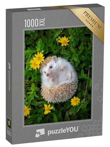 Puzzle 1000 Teile XXL „EIN Kleiner Igel im Blumengarten“ – aus der Puzzle-Kollektion Igel, Tiere in Wald & Gebirge von puzzleYOU