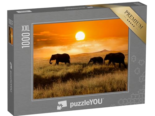 Puzzle 1000 Teile XXL „Elefantenfamilie bei Sonnenuntergang, Nationalpark von Afrika“ – aus der Puzzle-Kollektion Safari Puzzle 1000 Teile XXL „Elefantenfamilie bei Sonnenuntergang, Nationalpark von Afrika“ – aus der Puzzle-Kollektion Safari von puzzleYOU