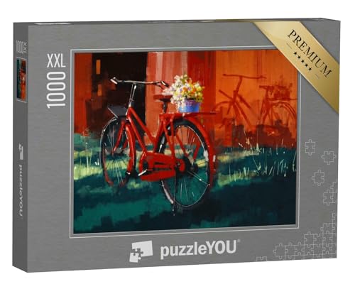 Puzzle 1000 Teile XXL „Gemälde eines Alten Fahrrads mit einem Eimer schöner Blumen“ – aus der Puzzle-Kollektion Ölbilder, Kunst & Fantasy von puzzleYOU