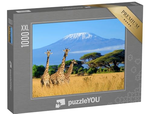 Puzzle 1000 Teile XXL „Giraffen am Kilimandscharo, Bild aus dem Nationalpark in Kenia“ – aus der Puzzle-Kollektion Berge, Seven Summits, Kilimandscharo von puzzleYOU