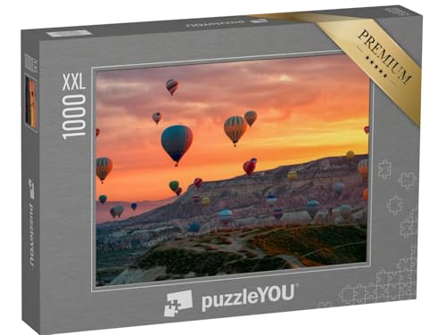 Puzzle 1000 Teile XXL „Heissluftballonfahrt über die Berge Landschaft Frühlingssonne Kappadokien“ von puzzleYOU