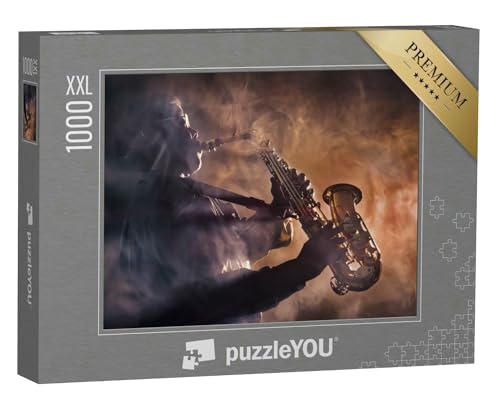 Puzzle 1000 Teile XXL „Jazzmusiker mit seinem Saxofon“ – aus der Puzzle-Kollektion Musik, Menschen von puzzleYOU