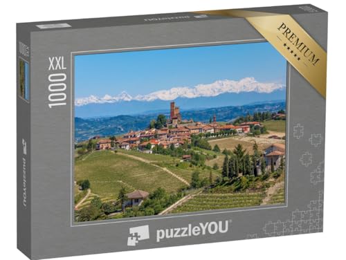 Puzzle 1000 Teile XXL „Kleine Stadt auf einem Hügel, umgeben von grünem Weinberg“ von puzzleYOU