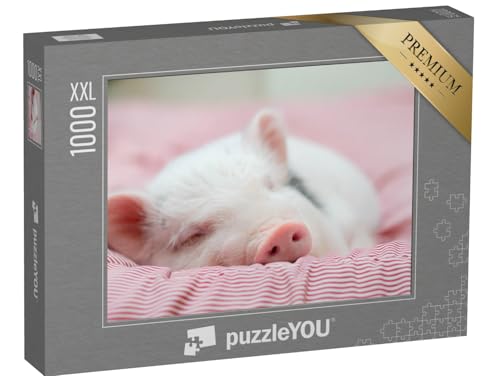 Puzzle 1000 Teile XXL „Kleines Ferkel beim gemütlichen Nickerchen“ – aus der Puzzle-Kollektion Schweine & Ferkel von puzzleYOU