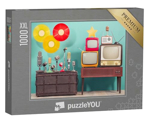 Puzzle 1000 Teile XXL „Nostalgie: Media und Musik im Retro-Style“ – aus der Puzzle-Kollektion Nostalgie von puzzleYOU