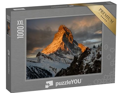 Puzzle 1000 Teile XXL „Sonnenuntergang am Matterhorn, Zermatt, Schweiz“ – aus der Puzzle-Kollektion Berge, Matterhorn von puzzleYOU