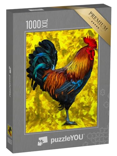 Puzzle 1000 Teile XXL „Stolzer Hahn - Ölgemälde“ von puzzleYOU