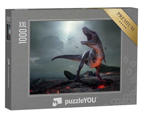 Puzzle 1000 Teile XXL „Tyrannosaurus Rex als 3D-Illustration“ – aus der Puzzle-Kollektion Dinosaurier, Tiere aus Fantasy & Urzeit von puzzleYOU