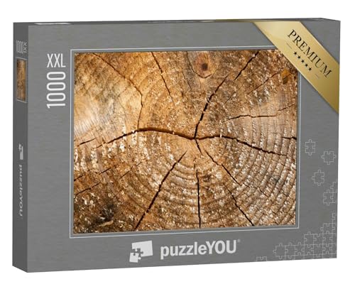Puzzle 1000 Teile XXL „Verwittertes Holz mit Jahresringen“ – aus der Puzzle-Kollektion Bäume, Wald & Bäume von puzzleYOU