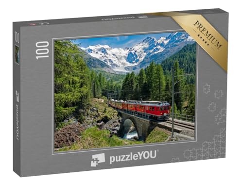 puzzleYOU: Puzzle 100 Teile „Bernina Express, Schweiz“ – aus der Puzzle-Kollektion Lokomotive von puzzleYOU