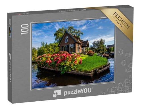 puzzleYOU: Puzzle 100 Teile „Bezauberndes kleines Inselhaus in Giethoorn, Niederlande“ – aus der Puzzle-Kollektion Holland von puzzleYOU