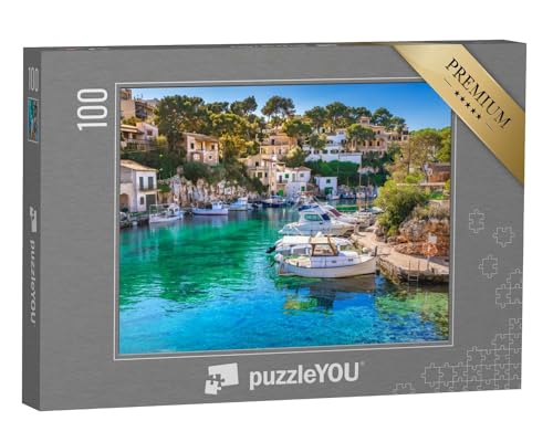 puzzleYOU: Puzzle 100 Teile „Blick auf den idyllischen Alten Fischerhafen von Cala Figuera, Mallorca, Spanien“ – aus der Puzzle-Kollektion Spanien von puzzleYOU