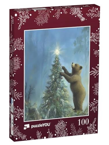 puzzleYOU: Puzzle 100 Teile „Brauner Bär dekoriert Weihnachtsbaum im Winterwald“ – aus der Puzzle-Kollektion Weihnachten puzzleYOU: Puzzle 100 Teile „Brauner Bär dekoriert Weihnachtsbaum im Winterwald“ – aus der Puzzle-Kollektion Weihnachten von puzzleYOU