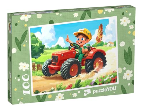 puzzleYOU: Puzzle 100 Teile „Bulldog-Abenteuer auf dem Land“ von puzzleYOU