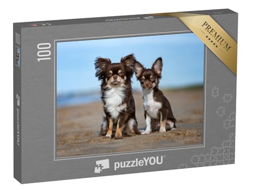 puzzleYOU: Puzzle 100 Teile „Chihuahua und Welpe draußen“ – aus der Puzzle-Kollektion Chihuahua von puzzleYOU