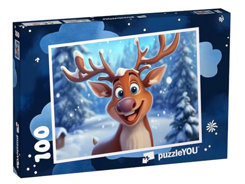 puzzleYOU: Puzzle 100 Teile „Das fröhliche Rentier“ von puzzleYOU