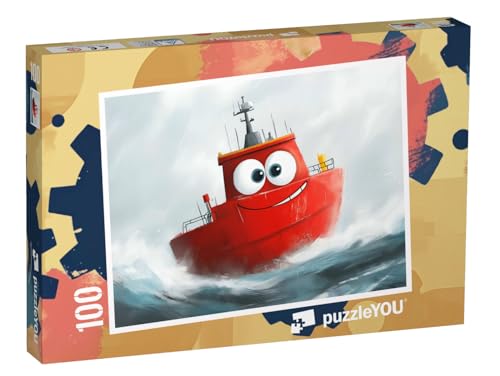 puzzleYOU: Puzzle 100 Teile „Das kleine rote Boot auf großer Reise“ von puzzleYOU