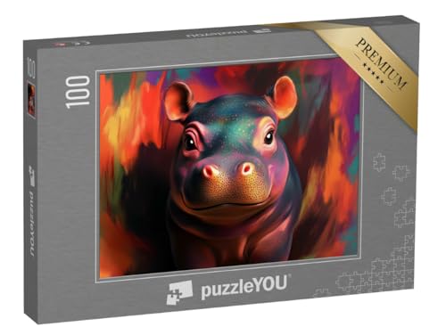 puzzleYOU: Puzzle 100 Teile „Das kunterbunte Flußpferdbaby“ von puzzleYOU