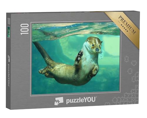 puzzleYOU: Puzzle 100 Teile „Der Europäische Fischotter unter Wasser“ – aus der Puzzle-Kollektion Otter, Fische & Wassertiere von puzzleYOU