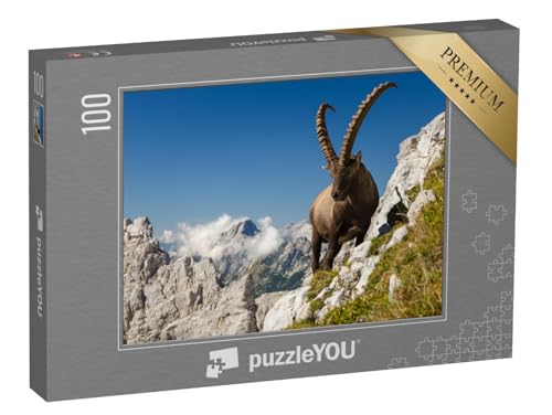 puzzleYOU: Puzzle 100 Teile „Der König der Berge, Steinbock, Capra Ibex, in Sloweniens Alpen“ – aus der Puzzle-Kollektion Steinbock von puzzleYOU